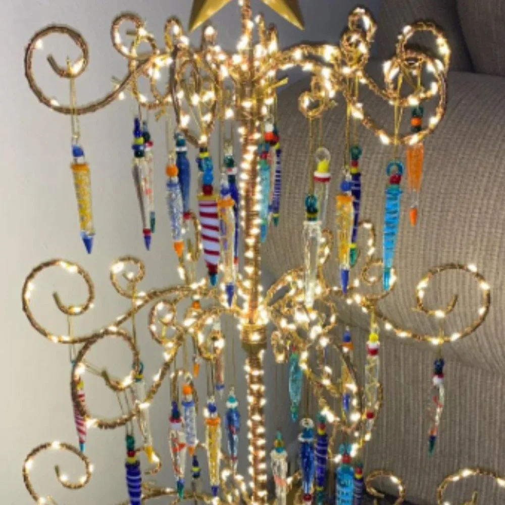Set of 12 Anthropologie Glass Icicle Ornaments